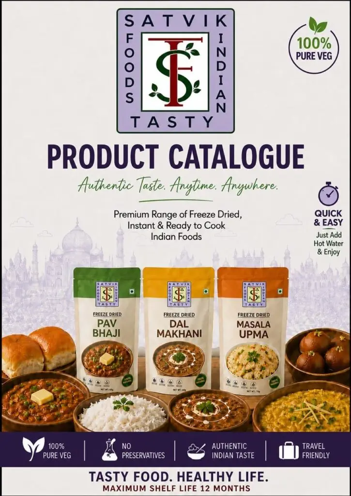 satvik catalogue, ready to eat, tetra pack, freeze dried foods.